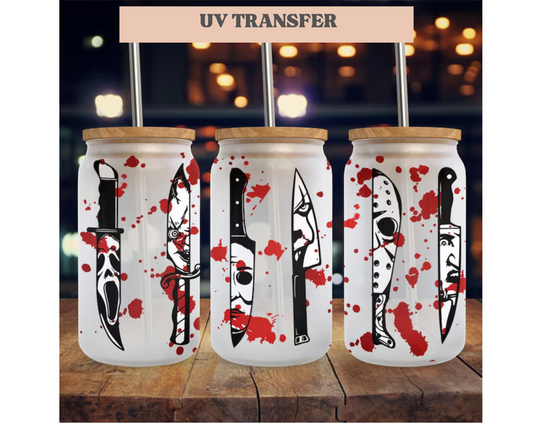Halloween Bloody Knife | 16 oz. Cup Wrap UV Transfer